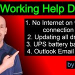 Working Help Desk, No internet on wired rj45, update all drivers, UPS backup explained, email rules